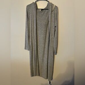 J For Justify Gray Hooded Long Sleeve Maxi Dress / Cardigan – Contemporary Style